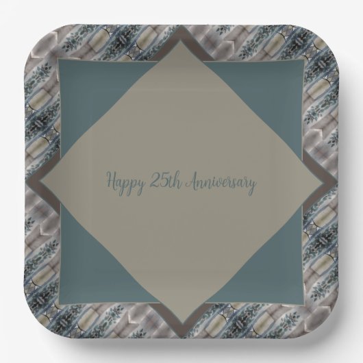 ティール（緑がかった色）（灰色の茶色） ペーパープレート (正面)