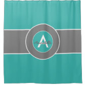 ティール（緑がかった色）灰色 シャワーカーテン (正面)