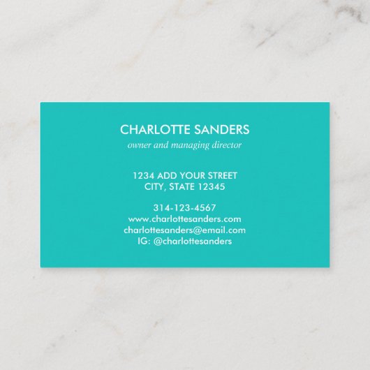 ティール（緑がかった色）無地のの色  名刺 (裏面)