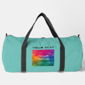 ティール(緑がかった色)無地のカラー写真文字カスタムテンプレート大 ダッフルバッグ (正面)