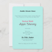 ティール（緑がかった色）無地のカラー、ベビーガールAqiqahベビーシャワー 招待状 (正面)