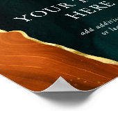 ティール（緑がかった色）、焦げたオレンジと金ゴールドアゲート結婚ト ポスター (角)