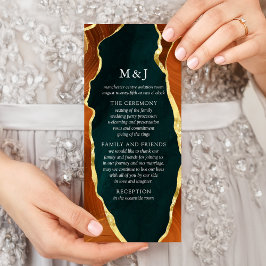 ティール（緑がかった色）・焼けオレンジ・金ゴールド瑪瑙プログラム ラックカード