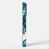 ティール（緑がかった色）熱帯フローラ離れパームパーソナライズされた名 Case-Mate iPhoneケース (裏面 / 右)