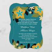 ティール（緑がかった色）熱帯結婚フローラ 招待状 (正面/裏面)