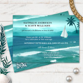 ティール（緑がかった色）熱帯航行用QRコード結婚アフター 招待状