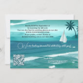 ティール（緑がかった色）熱帯航行用QRコード結婚アフター 招待状 (裏面)