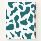 ティール（緑がかった色）牛プリントカスタムスパイラル手帳 ノートブック (裏面)