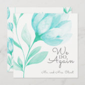 ティール（緑がかった色）牡丹の誓い10年 招待状 (正面/裏面)