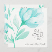 ティール(緑がかった色)牡丹の誓い25年 招待状 (正面/裏面)