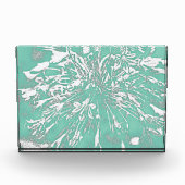 ティール(緑がかった色)牡丹アクリルブロック フォトブロック (正面)