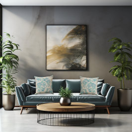 ティール（緑がかった色）牡丹オンナチュラルトープ枕 クッション