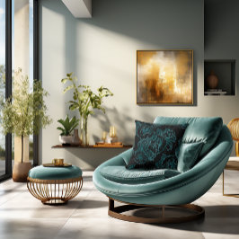 ティール（緑がかった色）牡丹オンブラックピロー クッション