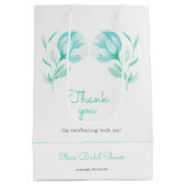 ティール（緑がかった色）牡丹ブライダルシャワー ミディアムペーパーバッグ (裏面)