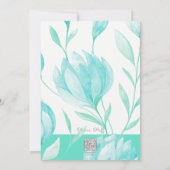 ティール（緑がかった色）牡丹ブライダルシャワー 招待状 (裏面)