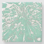 ティール（緑がかった色）牡丹石コースター ストーンコースター (正面)