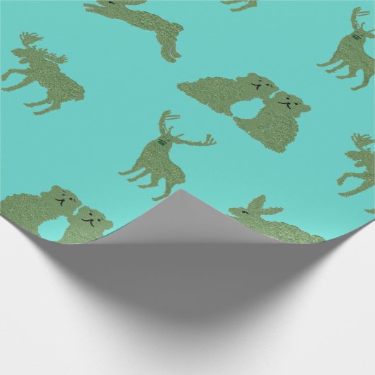 ティール(緑がかった色)(犬)スタッフォードドッグズトピアリーディアウサギ ラッピングペーパー (角)