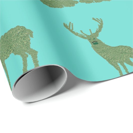 ティール(緑がかった色)(犬)スタッフォードドッグズトピアリーディアウサギ ラッピングペーパー (ロールコーナー)
