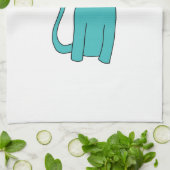 ティール（緑がかった色）猫 キッチンタオル (折り畳み)