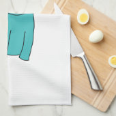 ティール（緑がかった色）猫 キッチンタオル (四つ折り)