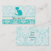 ティール（緑がかった色）猫 名刺 (正面/裏面)