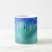 ティール(緑がかった色)王室のブルーグリーンはメタリック名をドリップ コーヒーマグカップ (中央)