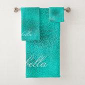 ティール(緑がかった色)王室のブルーグリーンドライブ名 バスタオルセット (インサイチュ)