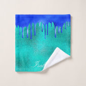 ティール(緑がかった色)王室のブルーグリーンドライブ名 バスタオルセット (ウォッシュタオル)