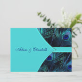 ティール(緑がかった色)王室のブルーピーコック結婚式招待状 招待状 (スタンド正面)