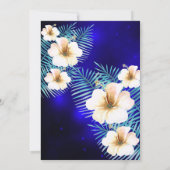 ティール（緑がかった色）王室のブルー熱帯フローラ誕生会 招待状 (裏面)