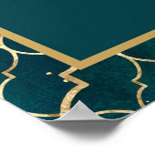 ティール(緑がかった色)王室の金ゴールドダスターバンディ式サイン ポスター (角)