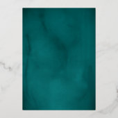 ティール（緑がかった色）王室の金ゴールドバタフライバラキンセアニェラ 箔招待状 (裏面)