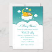 ティール（緑がかった色）男女兼用ベビーシャワー磁気招待状 マグネット招待状 (正面)