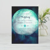 ティール(緑がかった色)異教のムーンゴシックの結婚式の招待 (スタンド正面)