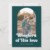 ティール(緑がかった色)疑問に思レトロの愛のアーチ写真 シーズンカード (正面)