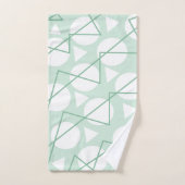 ティール(緑がかった色)白い幾何学模様ストライプパターン バスタオルセット (ハンドタオル)