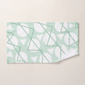 ティール(緑がかった色)白い幾何学模様ストライプパターン バスタオルセット (ハンドタオル)