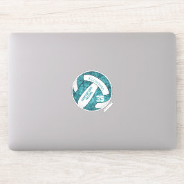 ティール（緑がかった色）白ガーリーバレーボールのチームカラー シール