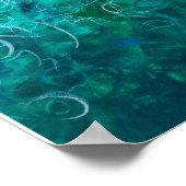 ティール（緑がかった色）白グラデーション抽象芸術絵画の16x20プリント ポスター (角)