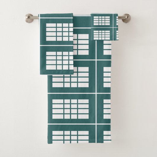 ティール(緑がかった色)白ストライプ色パタエレガントーン バスタオルセット (インサイチュ)