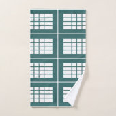 ティール(緑がかった色)白ストライプ色パタエレガントーン バスタオルセット (ハンドタオル)