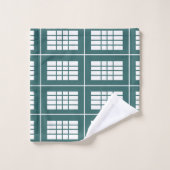 ティール(緑がかった色)白ストライプ色パタエレガントーン バスタオルセット (ウォッシュタオル)