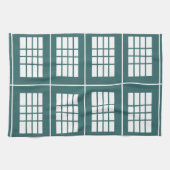 ティール（緑がかった色）白ストライプ色パターン キッチンタオル (横)