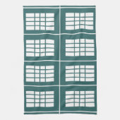 ティール（緑がかった色）白ストライプ色パターン キッチンタオル (縦)