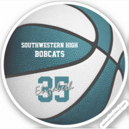 ティール（緑がかった色）白バスケットボールの女の子チームの男の子チームカラーギフト シール