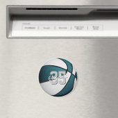 ティール(緑がかった色)白バスケットボールチームの宴会の好意 マグネット (インサイチュ (食洗機))