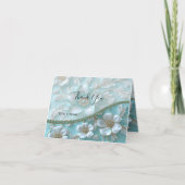 ティール(緑がかった色)白フローラサンキューカード サンキューカード (正面)