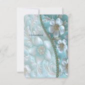 ティール（緑がかった色）白フローラサンキューカード サンキューカード