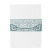 ティール（緑がかった色）白フローラ 招待状ベリーバンド (裏面例)