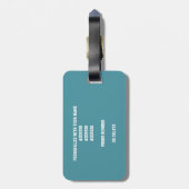 ティール（緑がかった色）白ボモノグラムのレーボ ラゲッジタグ (裏面縦)